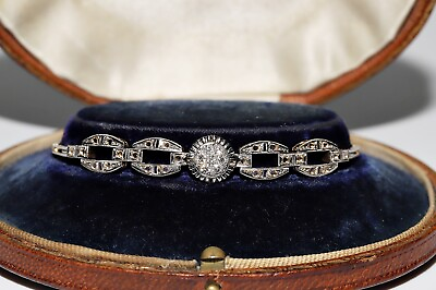 #ad Antique Circa 1900s 18k Gold Natural Diamond Decorated Bracelet $1519.05