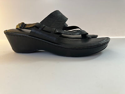 #ad BORN black leather LARISSA sandals Wedge heel 9 40.5 $25.00