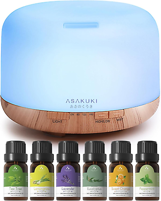 #ad Essential Oil Diffuser w Essential Oils Set 500Ml Aromatherapy14 LED Colors $64.99