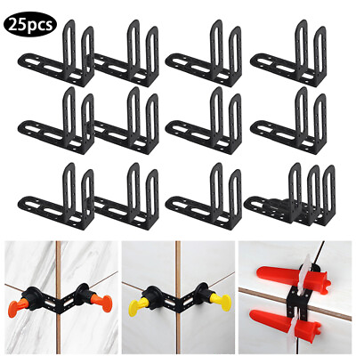 #ad 25PCS Angle Tile Male Spacers Clips Leveling System Leveler Wall Floor Reusable $8.03
