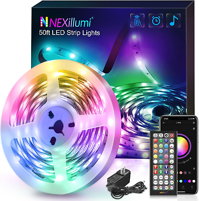 #ad 50 Foot LED Strip Lights with Remote Music Sync RGB Lights for Bedroom $15.17