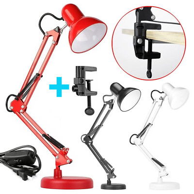 #ad Metal Desk Lamp Adjustable Swing Arm with Interchangeable Base And Clamp $21.89