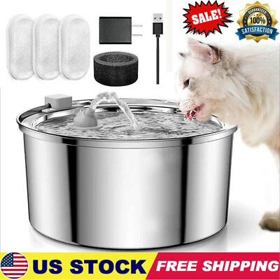 #ad 3.2L Pet Cat Water Electric Automatic Fountain Dog Water Drinking Dispenser Bowl $7.36