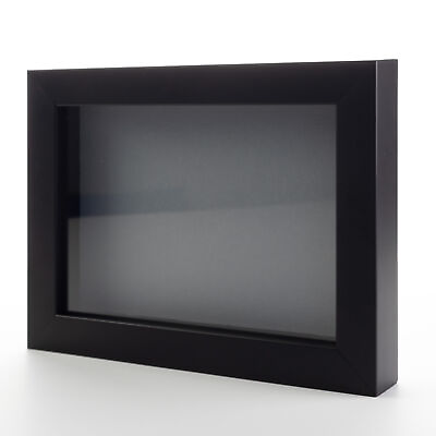 #ad Black 16x20 Wood Shadow Box With Grey Acid Free Backing 11 16 Usable Depth $43.95