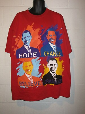 #ad Vintage 2008 Barack Obama Hope Change Believe Warhol T Shirt 3XL XXXL $29.99