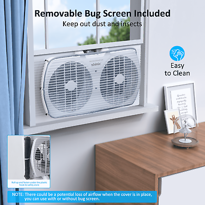 #ad Dual 9quot; Blade Twin Window Fan with Manual Controls 3 Speed Settings White $27.39