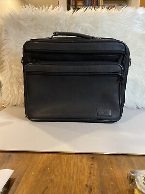#ad Leather Black Computer Laptop Work Bag Satchel Protecting Foam Many Pockets $30.00
