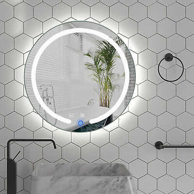 #ad 20quot; Round Touch Bathroom LED Illuminated Vanity Wall Mirror Makeup with Light US $73.82