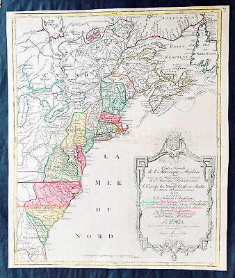 #ad 1776 Tobias Lotter Large Antique North America Map Post Revolutionary 13 Colony $2035.00