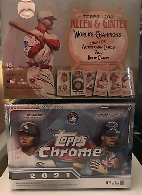 #ad 2021 TOPPS CHROME BOX AND ALLEN AND GINTER BLASTER BOXES FACTORY SEALED $88.00