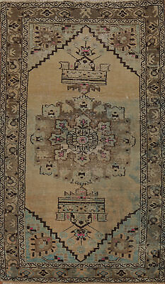 #ad Vintage Muted Wool Hamedan Area Rug 4x7 Geometric Hand knotted Tribal Carpet $399.00