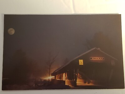 #ad Jackson Covered Bridge Jackson New Hampshire At Night Postcard #111 $3.75