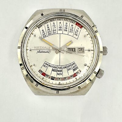 #ad Vintage 42mm Wittnauer 2000 Calendar MenAutomatic Wristwatch W102 Japan Steel $110.00