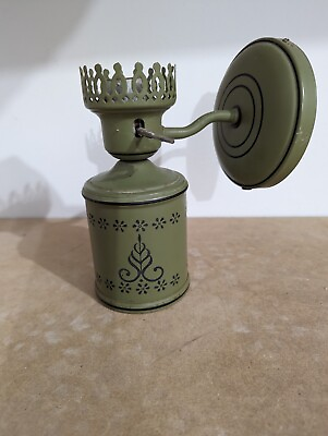 #ad Vintage Electric Toleware Wall Lamp Green No Shade $24.95
