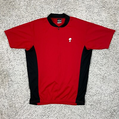 #ad Borah Cycling Jersey Mens Medium 3 4 Zip Short Sleeve Logo USA Red Black Mt EUC $17.42
