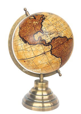 #ad EDUCATIONAL ANTIQUE GLOBE WITH BRASS ANTIQUE ARC AND BASE WORLD GLOBE GIFT G1 $98.39