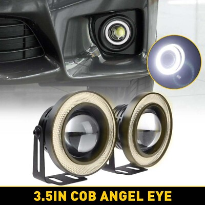 #ad 2X 3.5quot; LED Fog Light Projector Car Angel Eyes Halo Ring DRL Lamp Headlight EXC $19.99