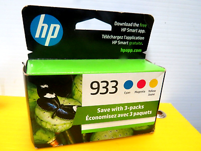 #ad $44 NEW Genuine HP 933 Cyan Magenta Yellow Ink Cartridges 3 Pack Exp 10 2023 $27.49