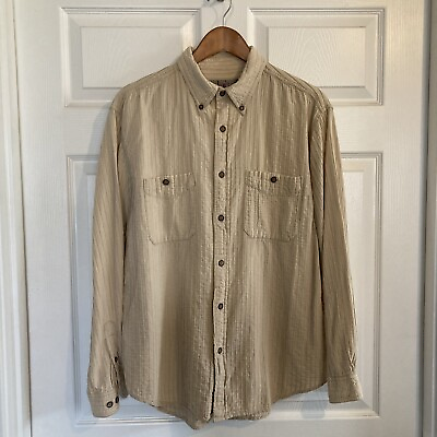 #ad The Territory Ahead Shirt Mens Size L Tan Beige Textured 100% Cotton India $29.99