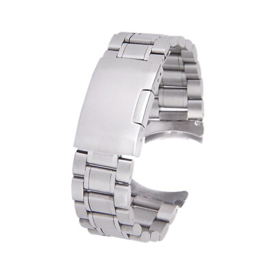 #ad 22mm Stainless Steel Solid Links Bracelet Watch Band Strap Curved End with 4pcs $10.60