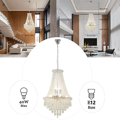 #ad #ad 9 Light Luxury Crystal Chandelier H34.64quot;x W19.68quot; Anti corrosion E12 Pendant $137.00