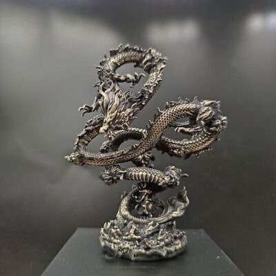 #ad 10cm Chinese Old Bronze Copper Statue Hand Carved Dragon $28.47