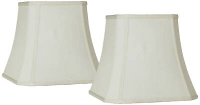 #ad Set of 2 Square Lamp Shades Creme Medium 8x12x11 Spider with Harp and Finial $99.99