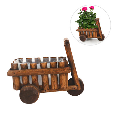 #ad Ornamental Wheelbarrow Pot Rustic Decor Wood Desk Flower Wedding $24.19