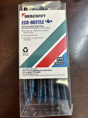 #ad Skilcraft Eco bottle retracrtable gel pen Medium point black 12 pack $19.95