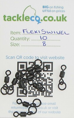 #ad Flexi Ring Swivel Carp Fishing Tackle Matt Black Swivel Carp Rig Swivel Size GBP 3.65