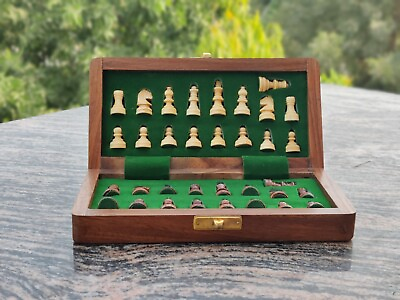 #ad Small Magnetic 7 X 7 Inch Travel Folding Chess Board With Pieces Christmas Gift $47.50