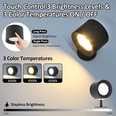 #ad 2PCS Touch LED Wall Mounted Lamp USB Rechargeable Reading Light Remote Control $38.36