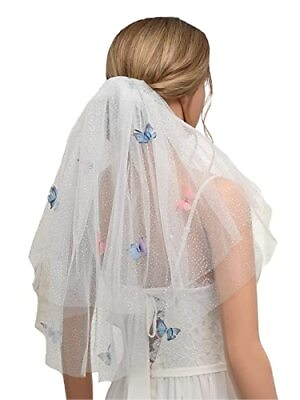 #ad Short Bride Wedding Veil with Butterflies Shoulder Length 2 Tier Sparkly Brid... $24.23