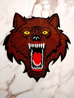 #ad Wolf Head Fox Roaring Attack Jacket Animal Wild Large Patch Iron on Embroidered $25.99