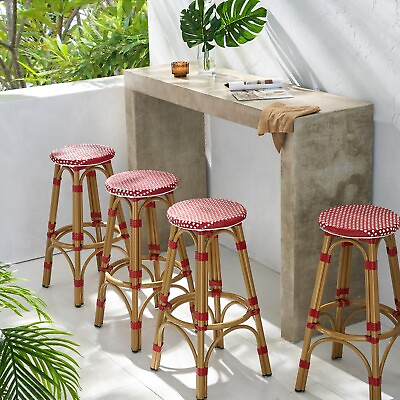 #ad Dohney Outdoor French Aluminum 29.5 Inch Barstools Set of 4 $272.14