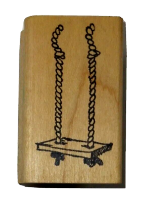 #ad Stampa Barbara Rope And Wood Tree Swing Wood Mounted Rubber Stamp $3.99