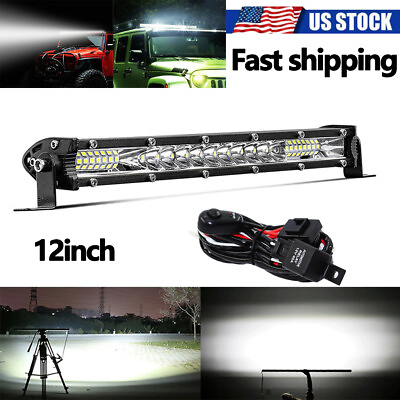 #ad 12inch LED Work Light Bar Combo Spot Lamp Flood Driving Off Road SUV Boat Wiring $22.75