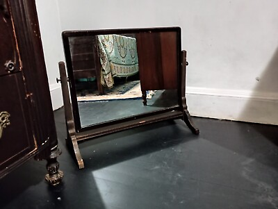 #ad Antique Tabletop Tilt Shaving Mirror Mahogany Dresser Dressing Table Mirror $240.00