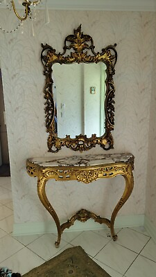 #ad Vintage French Provincial Entrance Table And Mirror $650.00