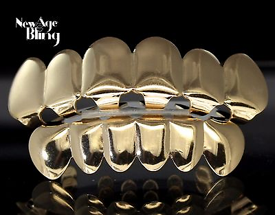 #ad Custom Fit 14k Gold Plated Teeth Grillz Caps Top amp; Bottom Set Grill Molds $9.88