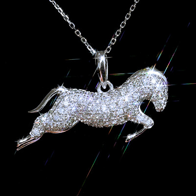#ad Fashion Horse 925 Silver Necklace Pendant Women Cubic Zircon Jewelry Gift $3.09