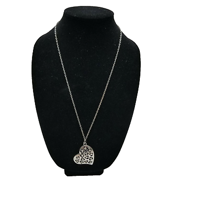 #ad Chain 14 1 2quot; Silver Tone Heart Rhinestone Pendant $15.99