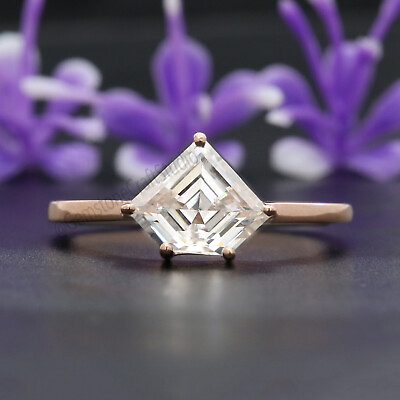 #ad White Shield Moissanite Stone Ring 14K Solid Gold Engagement Gift Ring GR223 $218.90