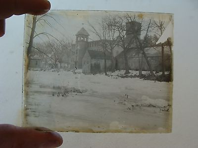 #ad vintage magic lantern slide out West factory in snow single piece glass only $59.87