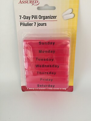 #ad Assured 7 Day Pill Cabinet 4 Times Per Day Red New in Package $15.99