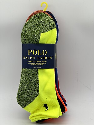 #ad NEW 6 PAIR PACK POLO RALPH LAUREN MENS CLASSIC SPORT CUSHIONED SOLE ANKLE SOCKS $21.99