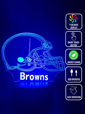 #ad CLEVELAND BROWNS FOOTBALL 3D Acrylic LED 7 Colour Night Light Touch Table Lamp AU $35.00