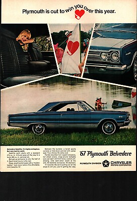 #ad 1967 Plymouth Belvedere Satellite Sexy blond in backseat Vintage Car Ad b4 $26.79