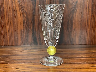 #ad Vintage RANDY STRONG Art Glass Optic Gold Leaf Goblet 1996 $99.00