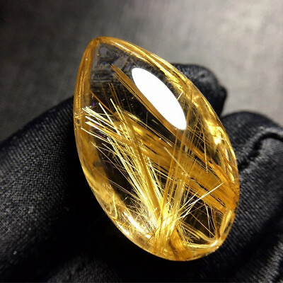 #ad 1x Citrine Mineral Specimens Crystal Rutilated Quartz Pendant Natural Hairstone C $2.68
